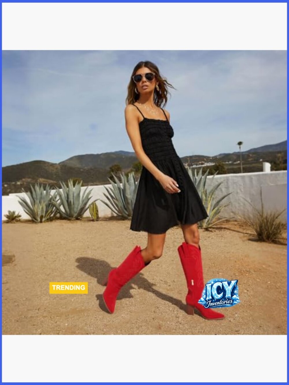 Knee High Cowboy Boots Pointed Toe Chunky Heels Western Pull-on Embroidered - Picture 3 of 7